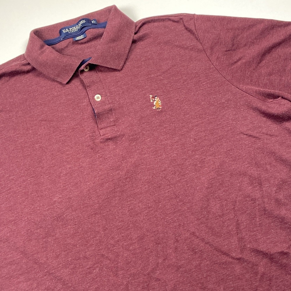 US Polo Assn Luxury Feel Polo Shirt Sz XL Heather Burgundy Classic Golf Prep Top